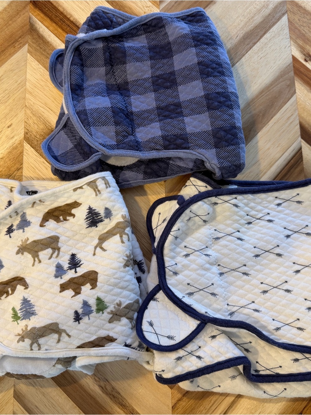 Soft quilted cotton Velcro swaddles (SET OF 3)